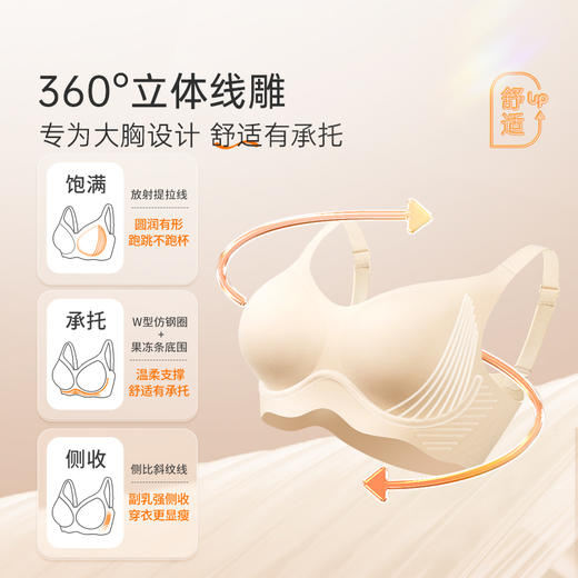 奶糖派无痕内衣线雕2.0胸大显小提拉聚拢防下垂文胸女无钢圈胸罩 商品图2