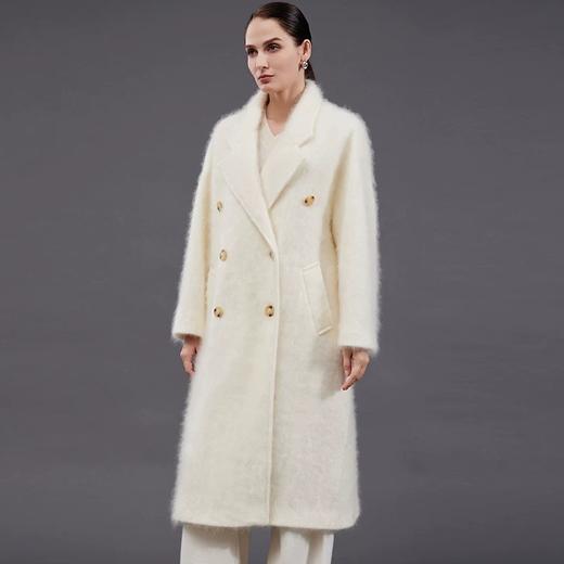 爆单！15天内发完「Lo*o Pi*na同款」红莲拉绒羊绒长款翻领大衣 白色/紫色/灰色 商品图2