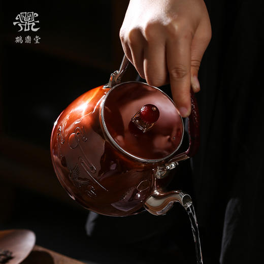 鹤鼎堂银壶于飞系列泉水汤沸錾刻仙鹤奔月（铜包银）（缺货） 商品图5
