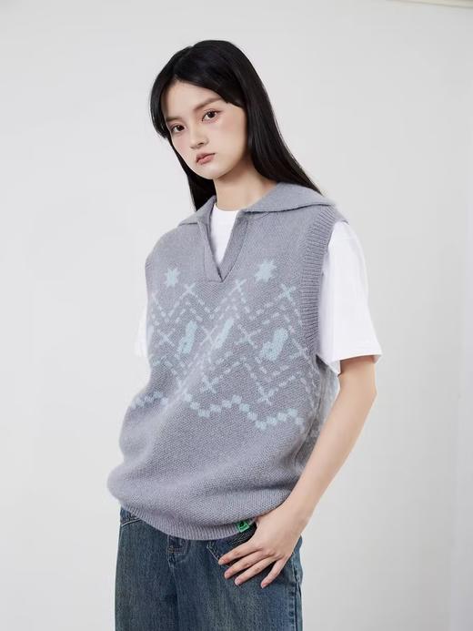 Mood Like Me/MMJ2402/猫咪提花翻领马甲背心 商品图0
