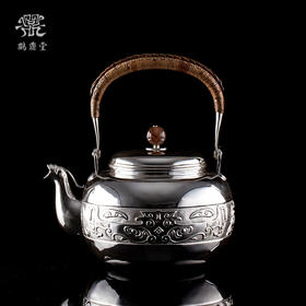 鹤鼎堂银壶于野系列思齐錾刻汤沸（银色）（缺货）