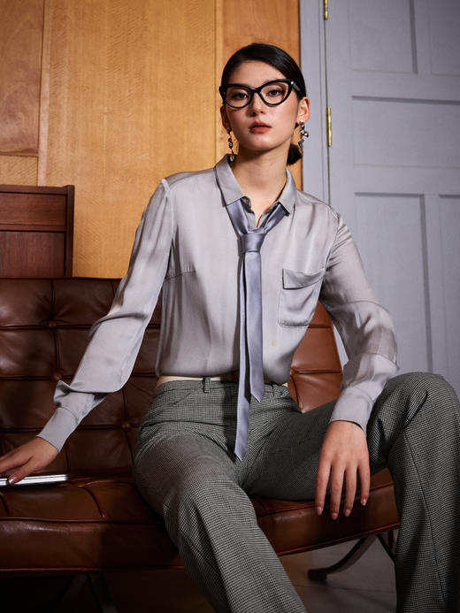 J83A2784颈袖添香春秋新款时尚气质商务正装OL修身羊毛小西装套装女J83A2784 商品图3