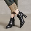 【预售5天】马丁靴高跟短靴粗跟，时尚黑色百搭英伦风尖头女鞋QS&6067 商品缩略图0