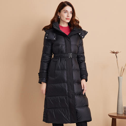 EITIE爱特爱冬季新款连帽百搭纯色女中长款羽绒服7611318 商品图7