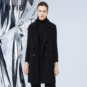 EITIE爱特爱冬季新款经典翻领显瘦中长款毛呢外套大衣7614325