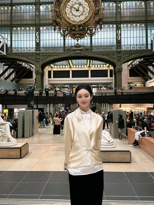 盛唐牡丹|重缎真丝郭子仪拜寿图袖口一粒扣外套 商品图1