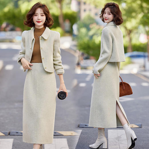 时尚气质纯色，双面羊绒两件套套装裙HR-ZYQQ37 商品图1