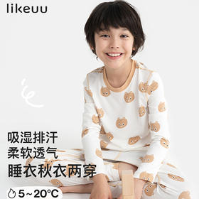 likeuu女童秋衣秋裤套装A类男大童轻薄家居服儿童睡衣LMO142012
