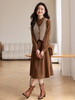 【年终特卖】熙世界美拉德穿搭秋冬新款千鸟格马甲磨绒连衣裙两件套装 商品缩略图4