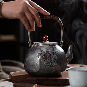 鹤鼎堂银壶于野系列蝃蝀麻纹汤沸（缺货）（缺货）