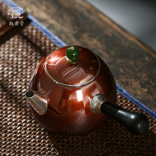 鹤鼎堂银壶于飞系列亟行急须錾刻空谷幽兰（铜包银）（缺货） 商品图4