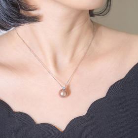 Miss G&E天然淡水珍珠爱迪生紫色单颗珍珠吊坠正圆强光珍珠项链12mm大尺寸礼品