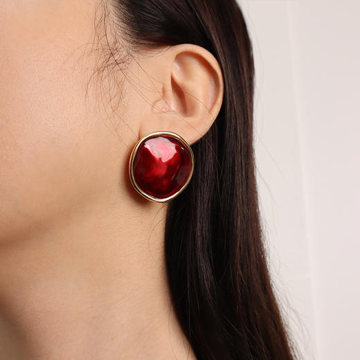 【辛芷蕾&吴昕&刘孜同款】Art Nouveau新艺术时期 | 红色波纹耳环 商品图4