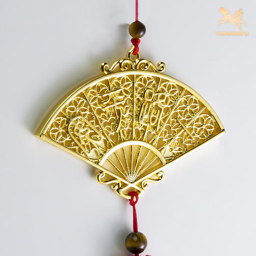 铜师傅《一路平安》真金鎏镀铜扇子挂件 家居装饰工艺品 书包挂件 商品图3