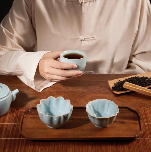 【故宫茶具】天青汝瓷主人杯莲花杯宝相杯罗汉杯茶杯礼盒 商品图4