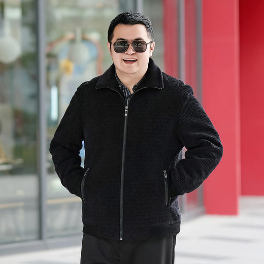 【雪尼尔】【新款DTX】大依优型大码加绒雪尼尔夹克外套加肥加大肥佬休闲上衣男士胖子秋冬 商品图8