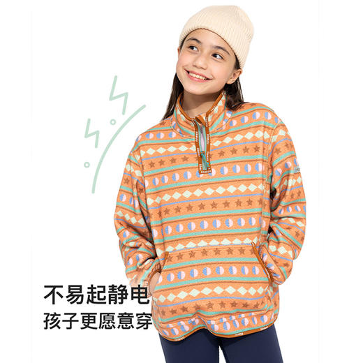 likeuu卫衣女童秋装新款摇粒绒半拉链卫衣男大童LEH332011 商品图3