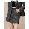 VIMAGE纬漫纪小开叉a字显瘦气质灰色小香风半身裙冬季新款V2206816 商品缩略图2