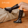 Dfuse迪芙斯2024冬季新款黑色酷飒金属扣骑士靴多条带长靴DF44117590 商品缩略图0