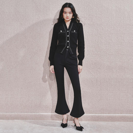 MAXRIENY 休闲感高腰长裤2024冬喇叭裤 商品图1