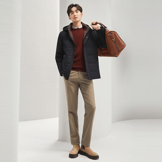 【可拆卸帽】柒牌连帽尼克服男2024秋冬新款轻商务通勤保暖厚外套	127J70160 商品图3