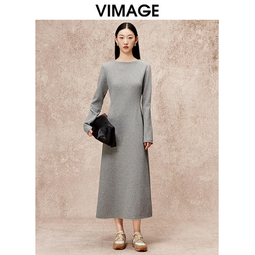 VIMAGE纬漫纪冬季新款气质修身显瘦高级长袖连衣裙V2207827 商品图0