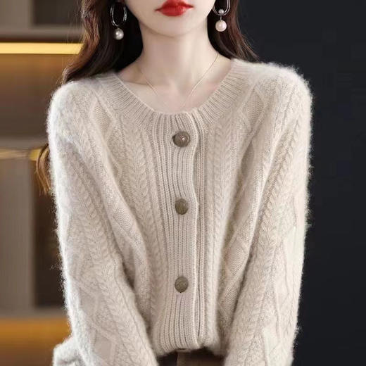 纤束马菱形大扣针织开衫 XFT-058 商品图0