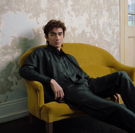 【顺丰包邮】80526 洛诗琳新款桑蚕丝黑龟纹香云纱翻领衬衫男1003 商品图0