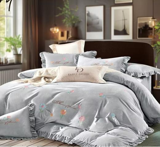 韩版花边蚕丝绒保暖刺绣四件套G117900049 商品图2