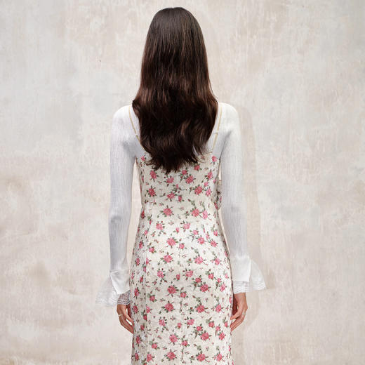 粉花宫廷复古风立体花丝绒提花连衣裙秋冬裙子 商品图3