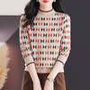 CC-103-79001半高领毛衣女2024年秋冬新款宽松提花上衣时尚洋气百搭休闲打底衫 商品缩略图0