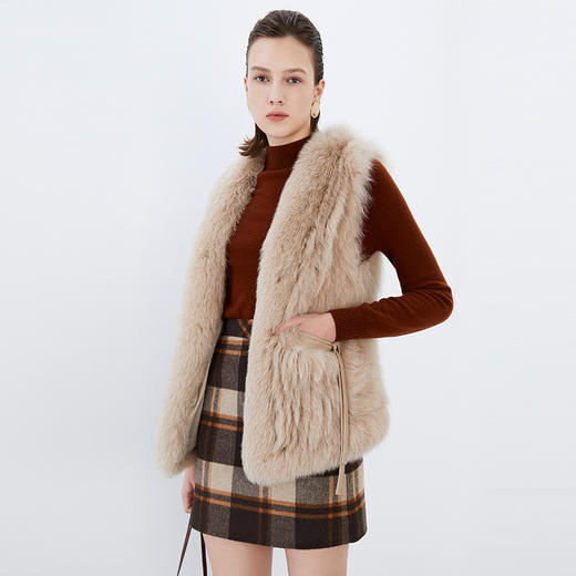 EITIE爱特爱冬款时尚优雅保暖皮草马甲外套女7693313 商品图1