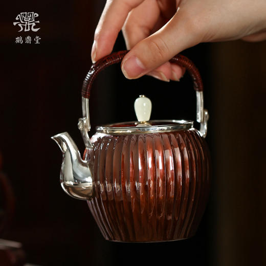 鹤鼎堂银壶于飞系列棠棣急须镜面（铜包银）（缺货） 商品图2