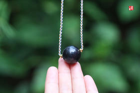 【墨韵清风】和田墨玉圆珠项链