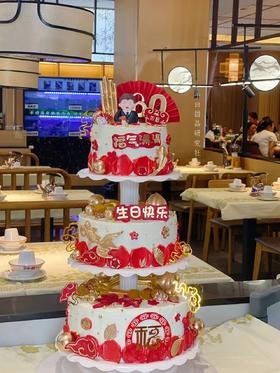祝寿多层蛋糕（提前24小时预定/深色奶油略微发苦/食用时请刮去深色部分/介意慎拍）