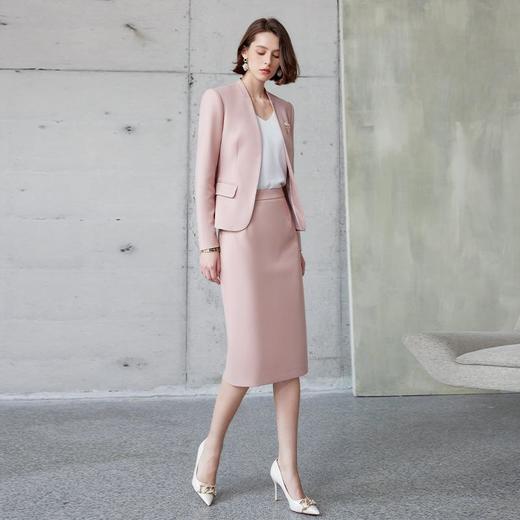 IWY/修身粉色西装套装裙子两件套女式ol职业装半身裙主持人上镜正装秋CS2107 商品图4