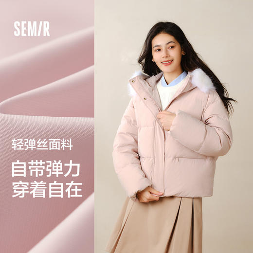 森马羽绒服女毛领连帽保暖简约百搭冬新款防水防风面包服宽松 商品图3