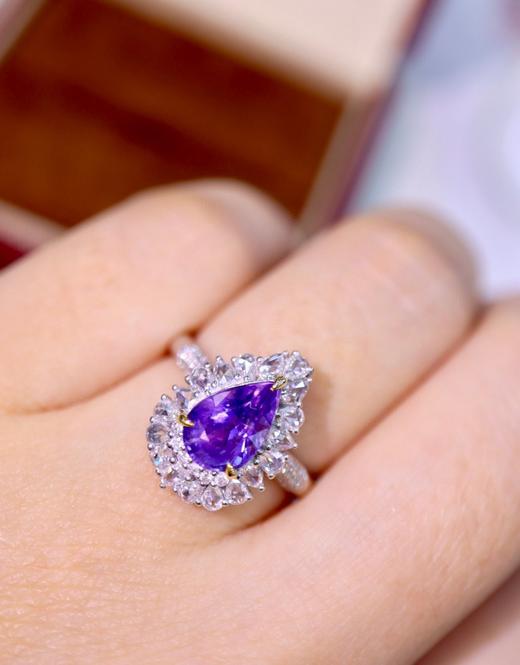 2.11ct无烧紫蓝宝戒指 商品图3