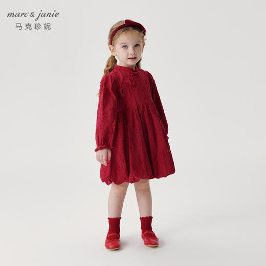 【新中式】马克珍妮女童花苞连衣裙儿童裙子宝宝秋冬新年款240980 商品图1