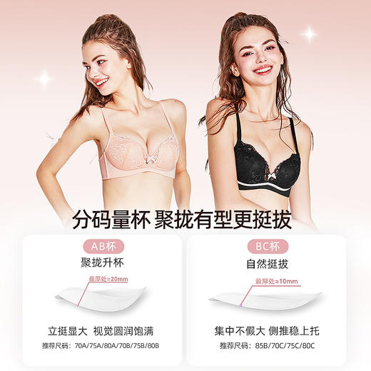 好奇蜜斯蕾丝内衣女小胸聚拢显大无钢圈防下垂性感法式文胸罩套装-依耶塔 商品图3