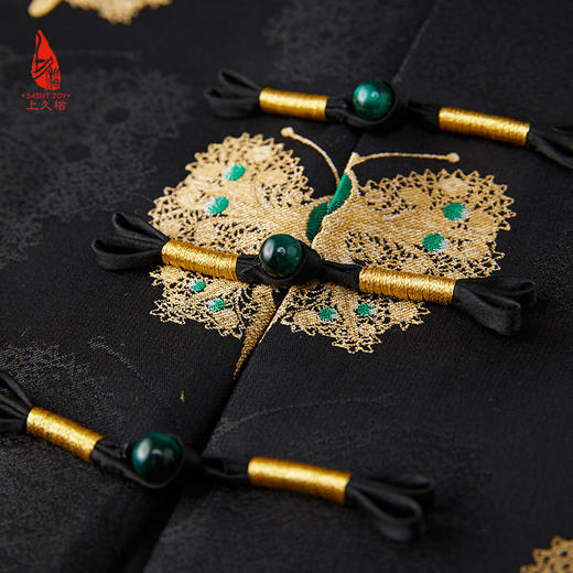 SAINTJOY/上久楷 女式宋锦外套 中式上衣 中国风 复古 黑金蝴蝶绿宝石款 CY1024207017 商品图9