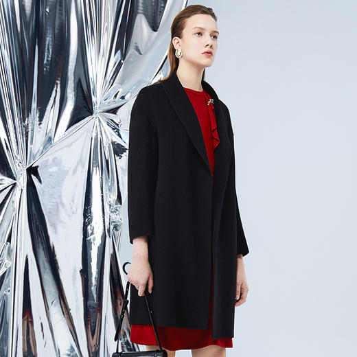 EITIE爱特爱冬装新款一粒扣中长款毛呢外套大衣7614308 商品图1