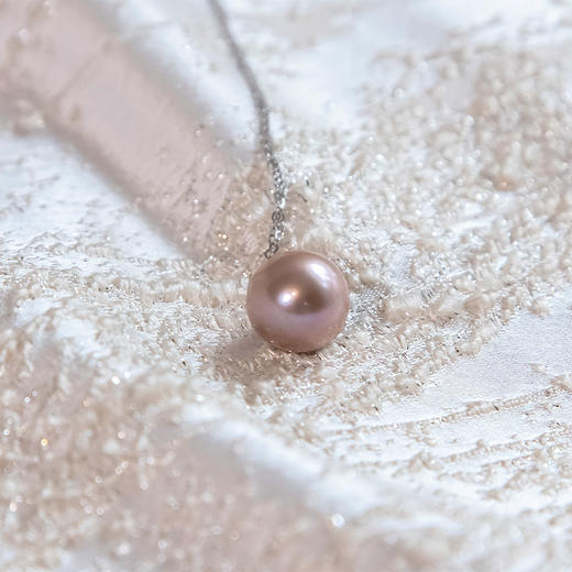 Miss G&E天然淡水珍珠爱迪生紫色单颗珍珠吊坠正圆强光珍珠项链12mm大尺寸礼品 商品图2