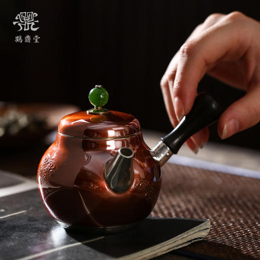 鹤鼎堂银壶于飞系列塞渊急须錾刻平步青云（铜包银）（缺货） 商品图2