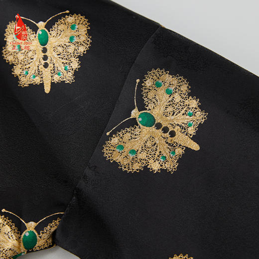 SAINTJOY/上久楷 女式宋锦外套 中式上衣 中国风 复古 黑金蝴蝶绿宝石款 CY1024207017 商品图11