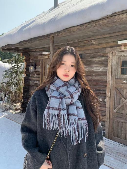 【YW】无忧购韩系ins慵懒百搭格子流苏围巾（截单后7天发货) 商品图1