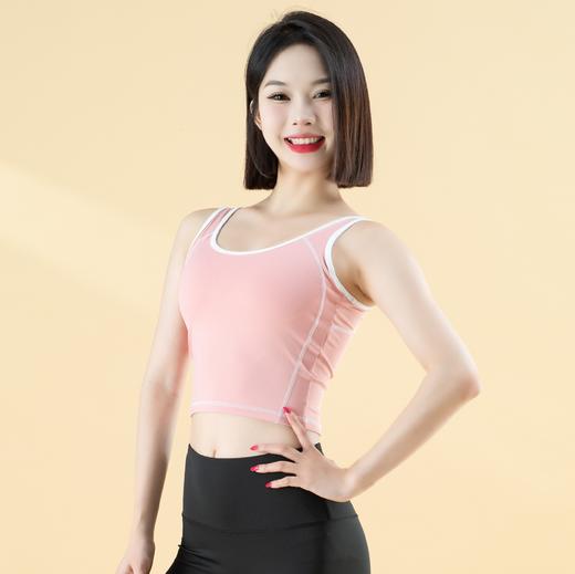 跃牌【瑜堂系列】新款蜜桃弧线一体式固定撞色瑜伽背心 JYMB023 商品图0