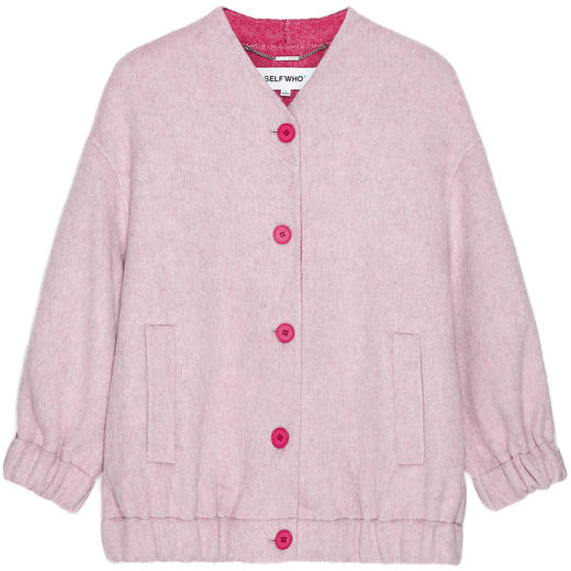 SELFWHO绵羊毛桑蚕丝混纺双面呢外套女秋冬2024新款宽松百搭上衣 商品图3