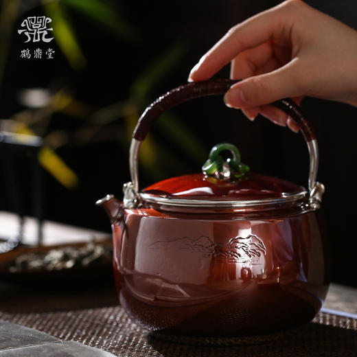 鹤鼎堂银壶于飞系列晨风汤沸錾刻湖光山色（铜包银）（缺货） 商品图2