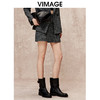 VIMAGE纬漫纪小开叉a字显瘦气质灰色小香风半身裙冬季新款V2206816 商品缩略图3